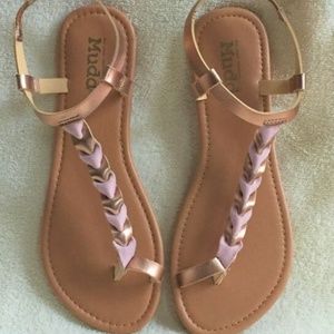 Rose gold braided sandals